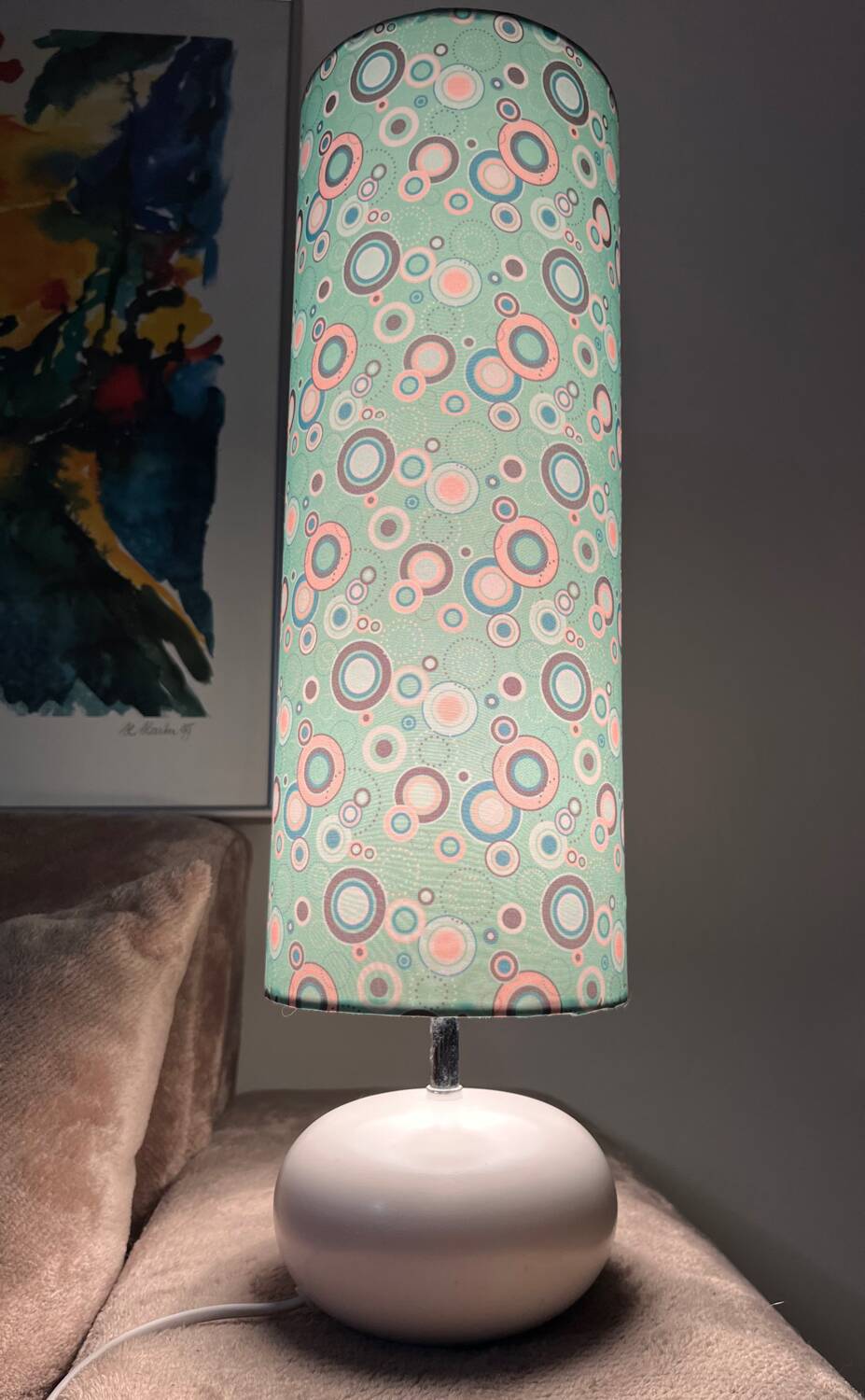 Lampe à poser. Abat-jour fait main.
