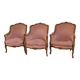 Ensemble de 3 larges bergères de style Louis XV en bois naturel
