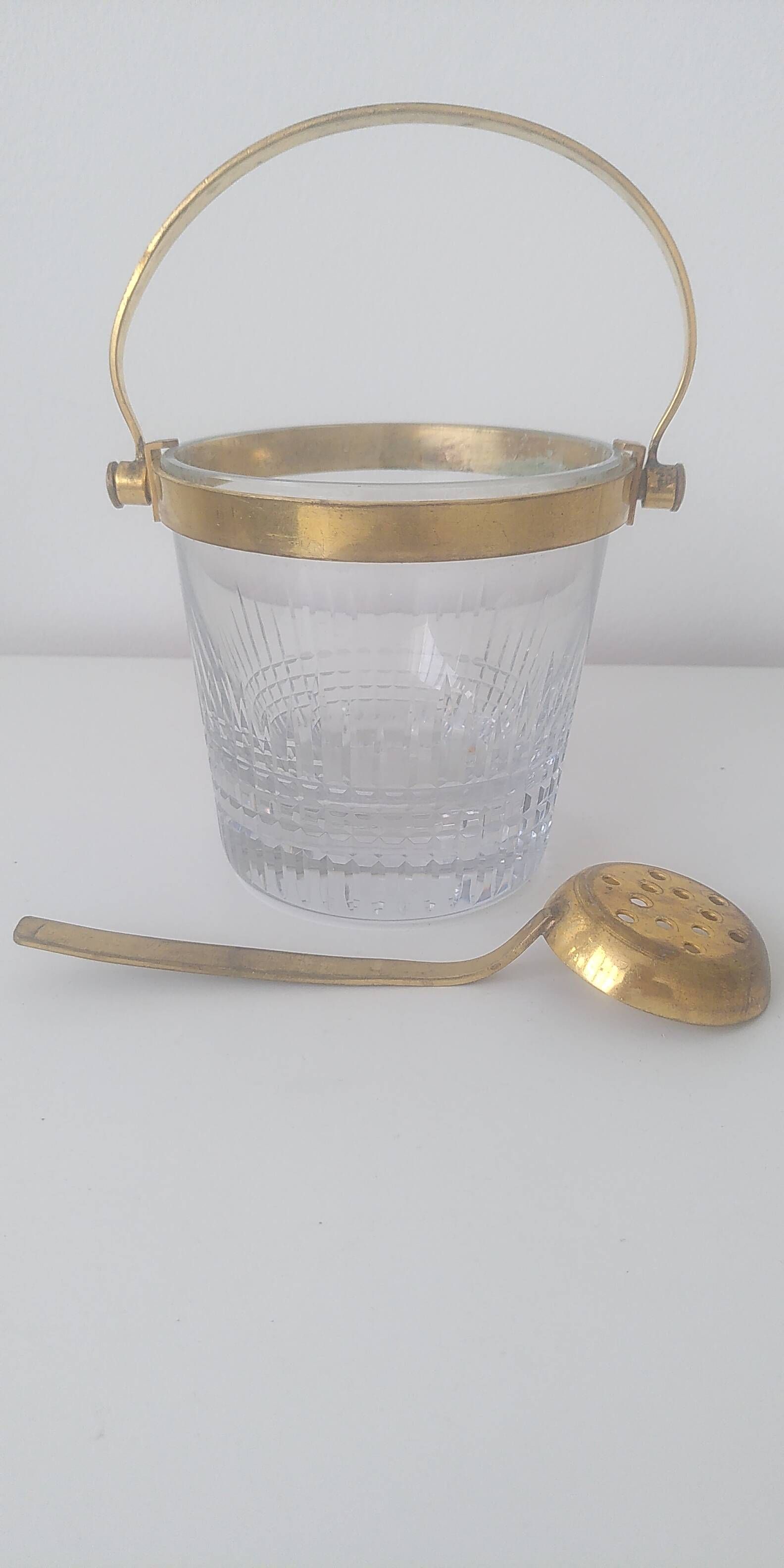 Seau à glace Baccarat - Modèle Piccadilly - Avec cuillère passoire d'origin