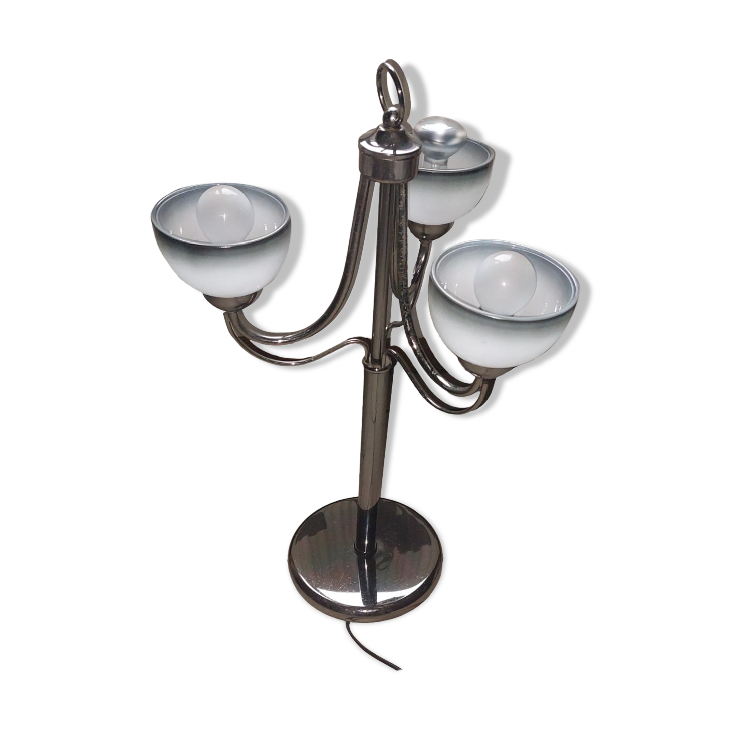 Vintage chromed metal table lamp used