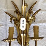 Hans Kögl style 6-arm chandelier in gilded metal, 1970s with two wall lights
