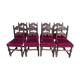 Suite of 8 Louis XIII style chairs oak and red velvet