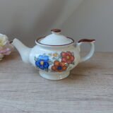 Coffee maker décor blue and orange flowers in real stoneware 1970