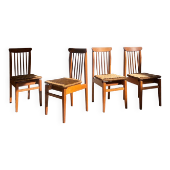 4 chaises en chêne massif vers 1950