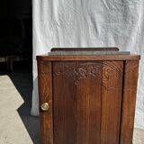 Art Deco wooden bedside table with marble top and one drawer