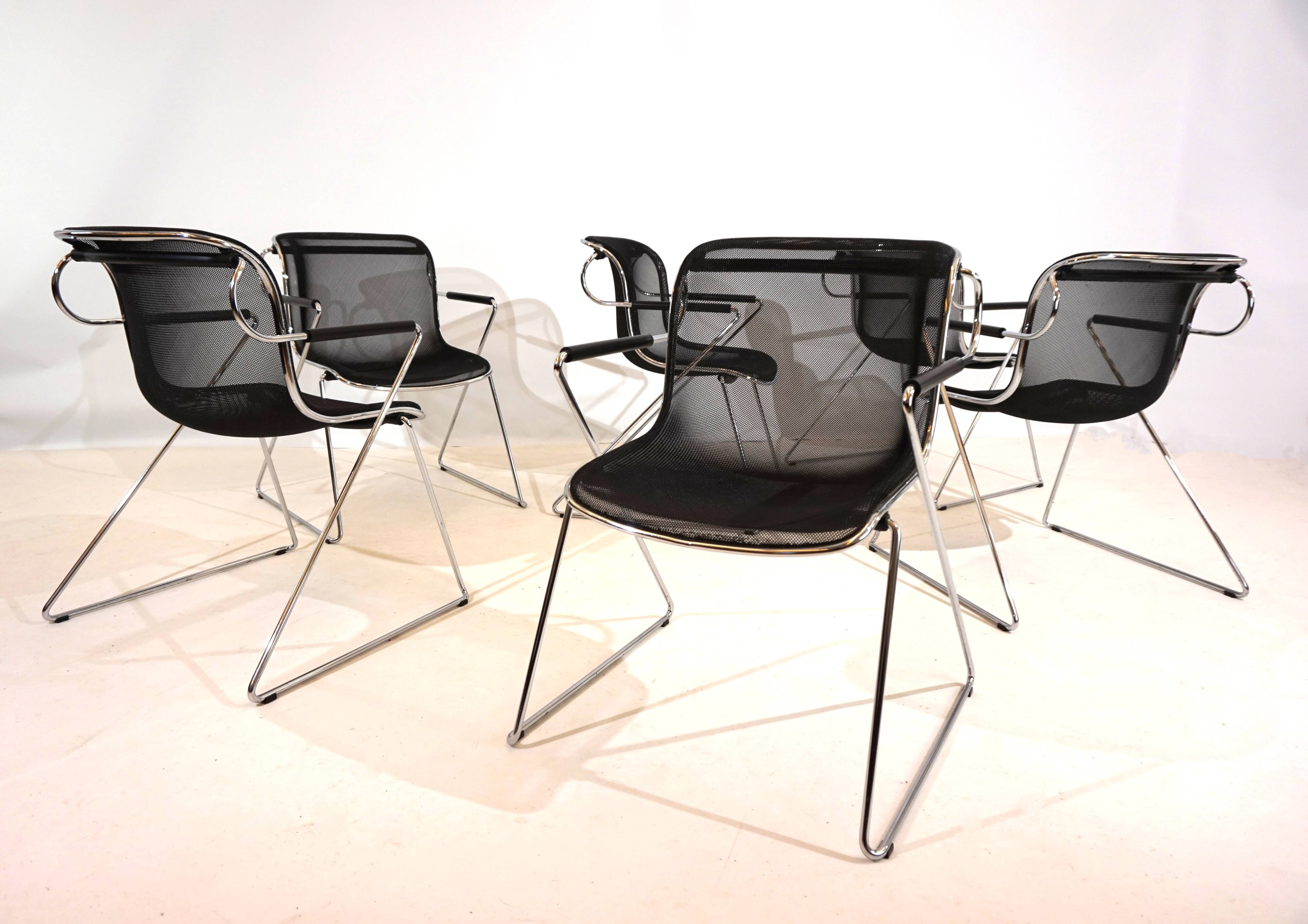 Set of 6 Castelli Penelope dining/conference chairs by Charles Pollock