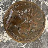 Pair of bronze medallions, Rouget de Lille and J.J. Rousseau