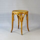 Curved wood bistro stool perforated seat 1920