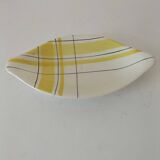 Salins shuttle dish – “Montreal” yellow & black decor – 1950s