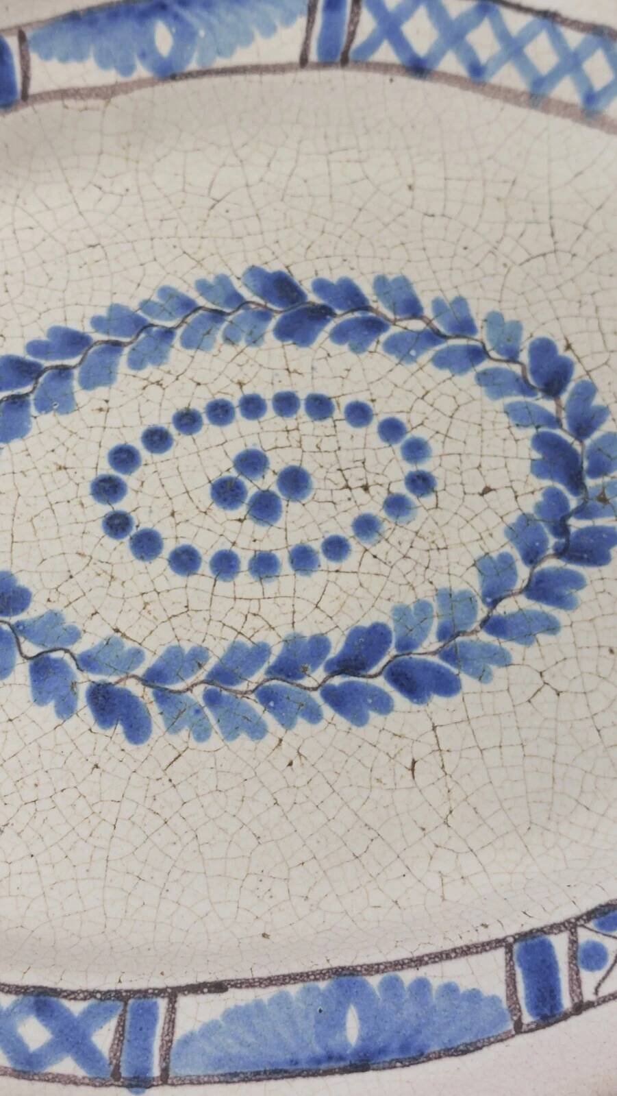 Old ceramic dish, Forges les Eaux / black bottom, late 19th century