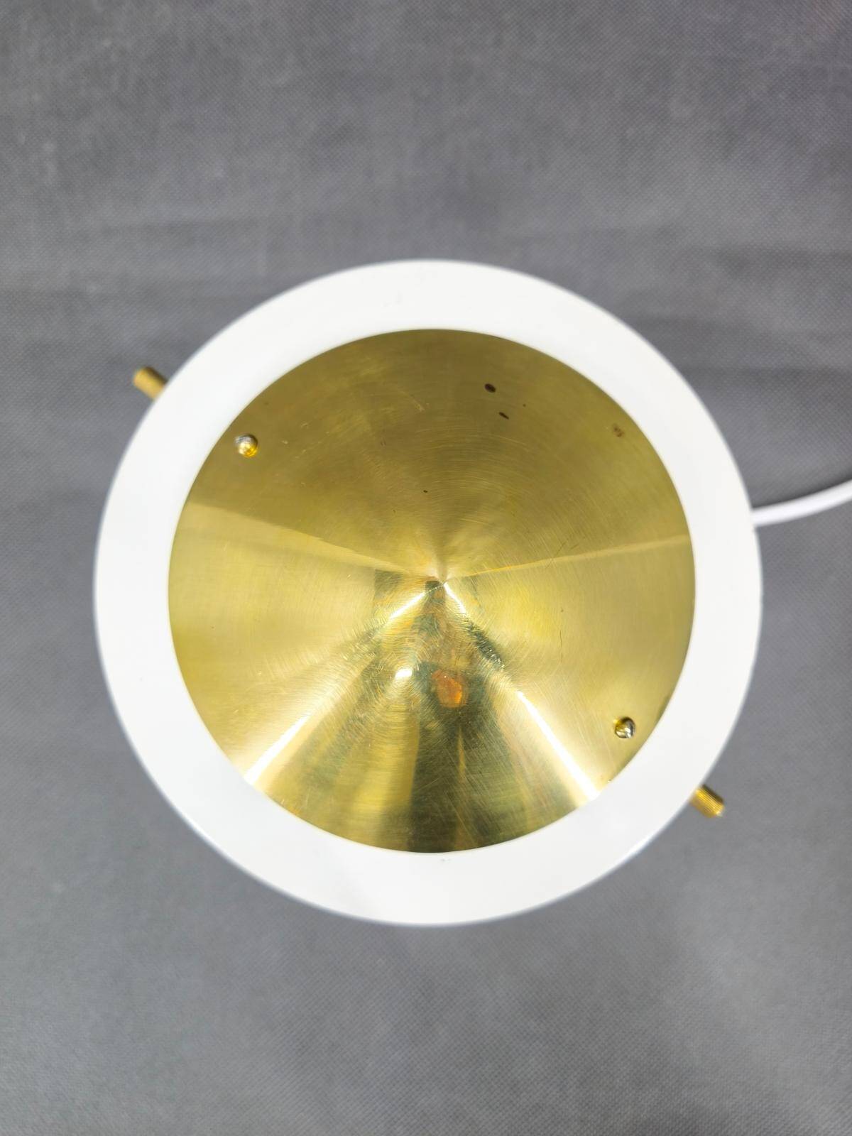Zukov Czech Space Age Table Lamp, Brass and White Metal, 1970s