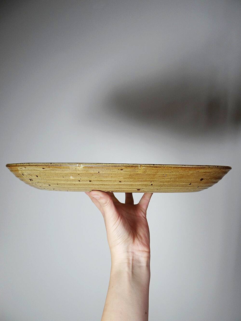 Grand plat de service ovale grès/céramique artisanal vintage Salins années 60