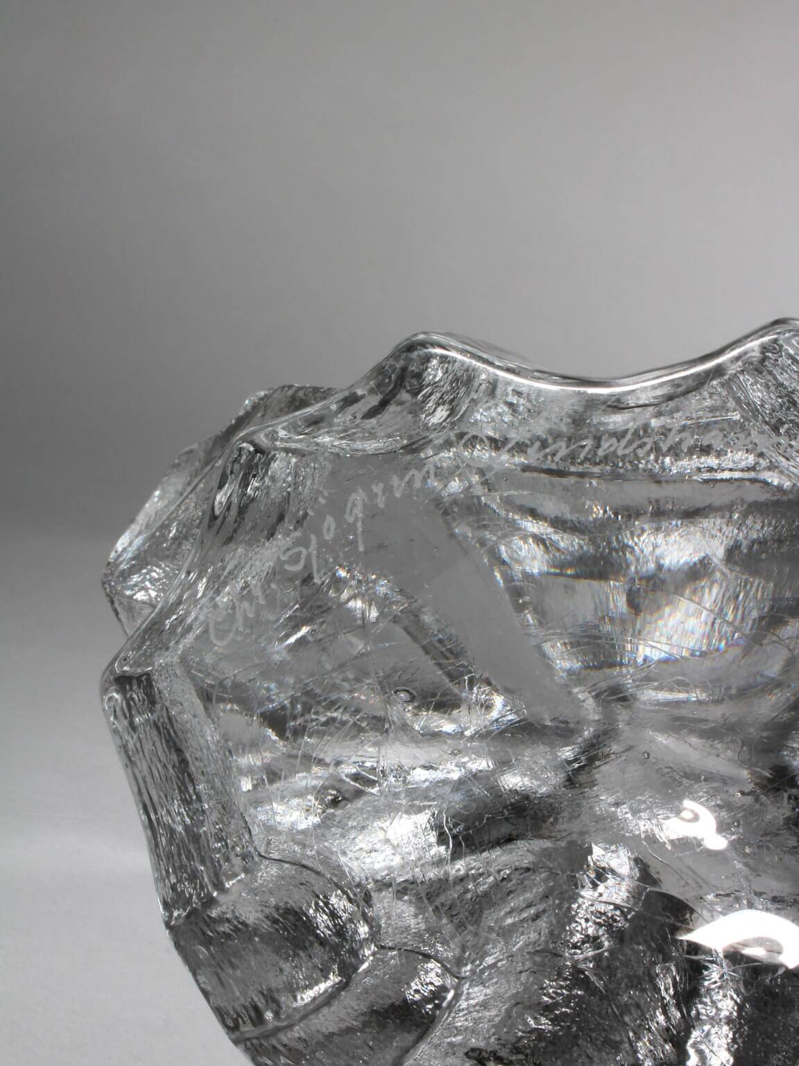 Christer Sjögren Brutalist Crystal Candle Holder, 1960s, Signed