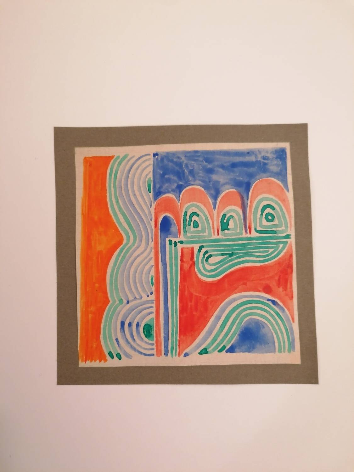 Gouache originale de Sonia DELAUNAY - Étude de tissu - Robert PERRIER