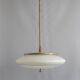 Suspension Art Déco en laiton blanc et verre - années 1930-1950