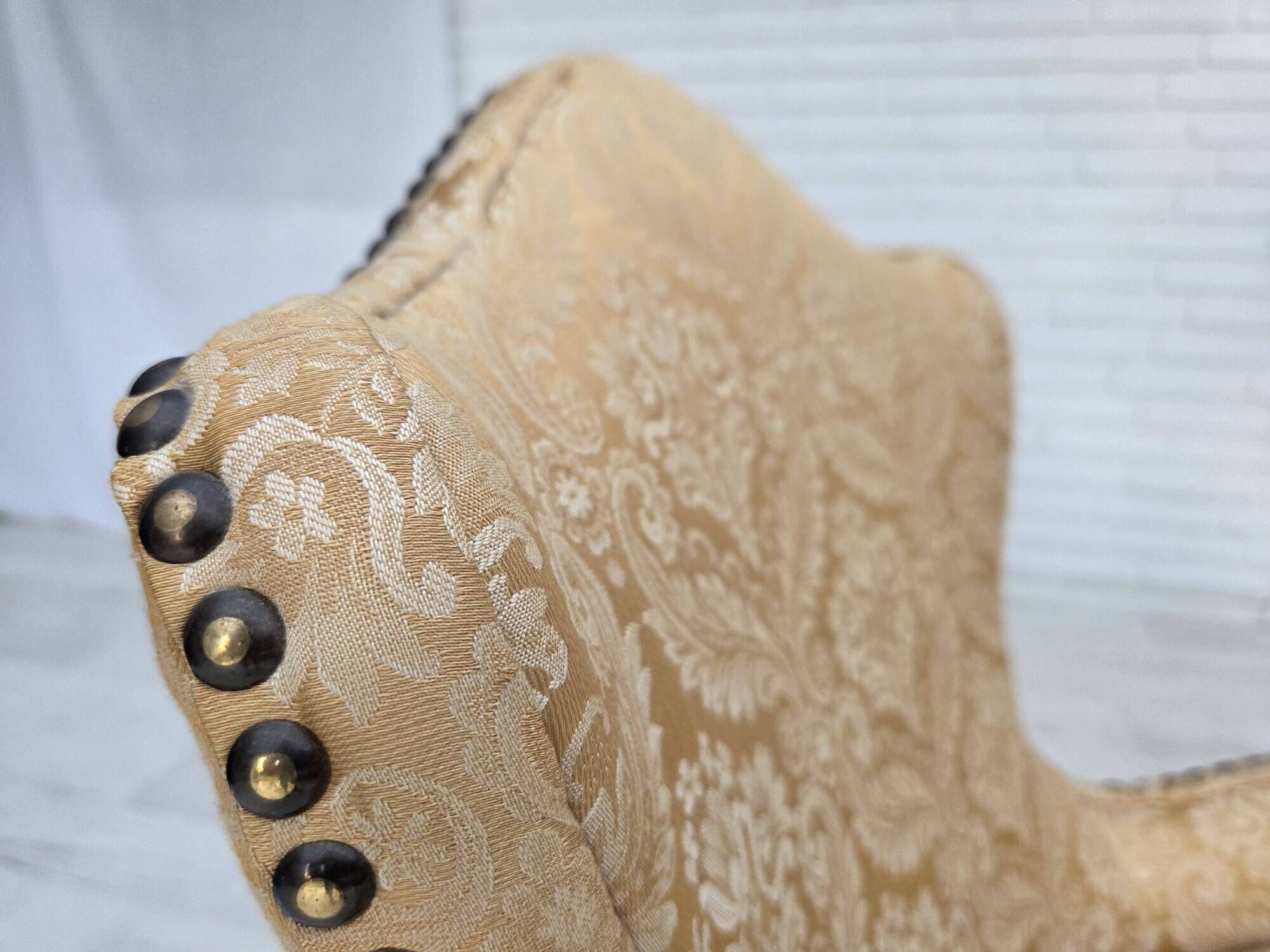 1960s, Danish cocktail lounge chair, jacquard fabric, beech wood.