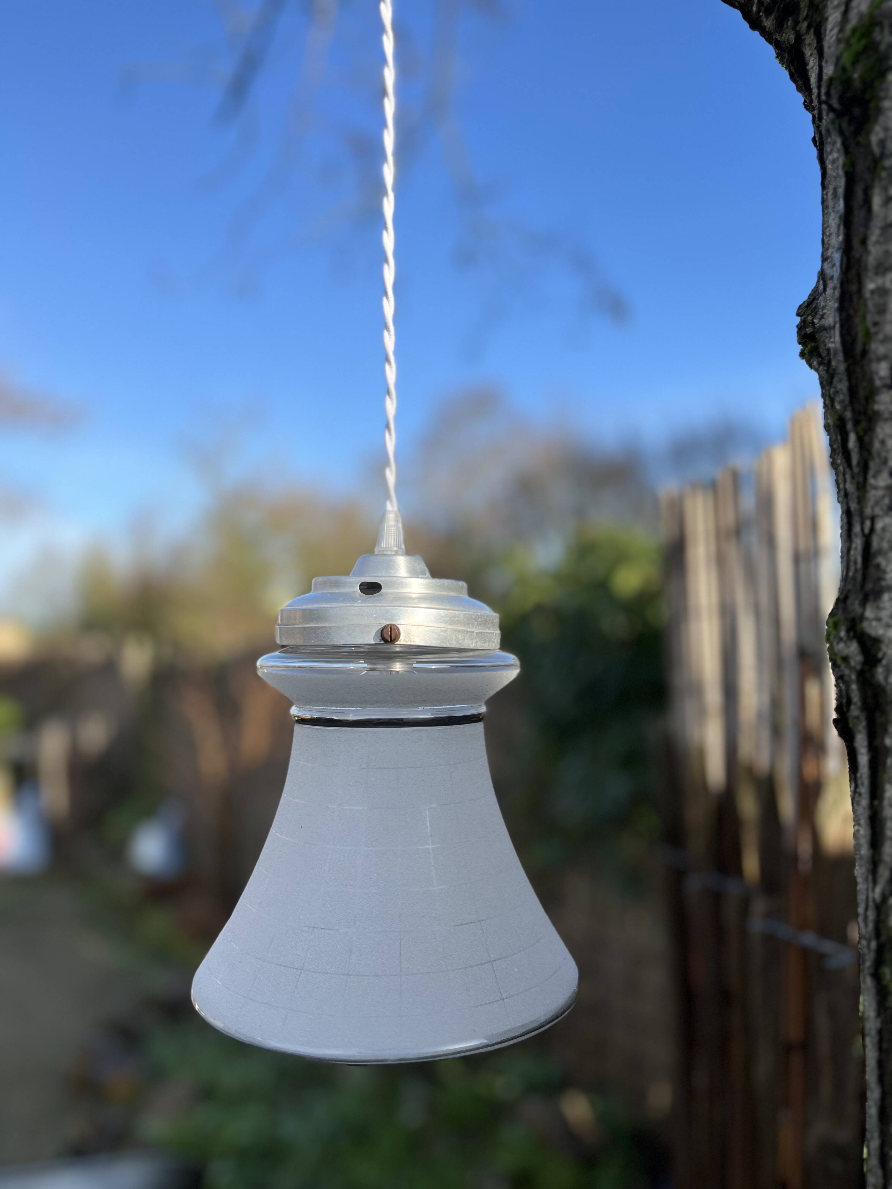 1950s frosted glass pendant light