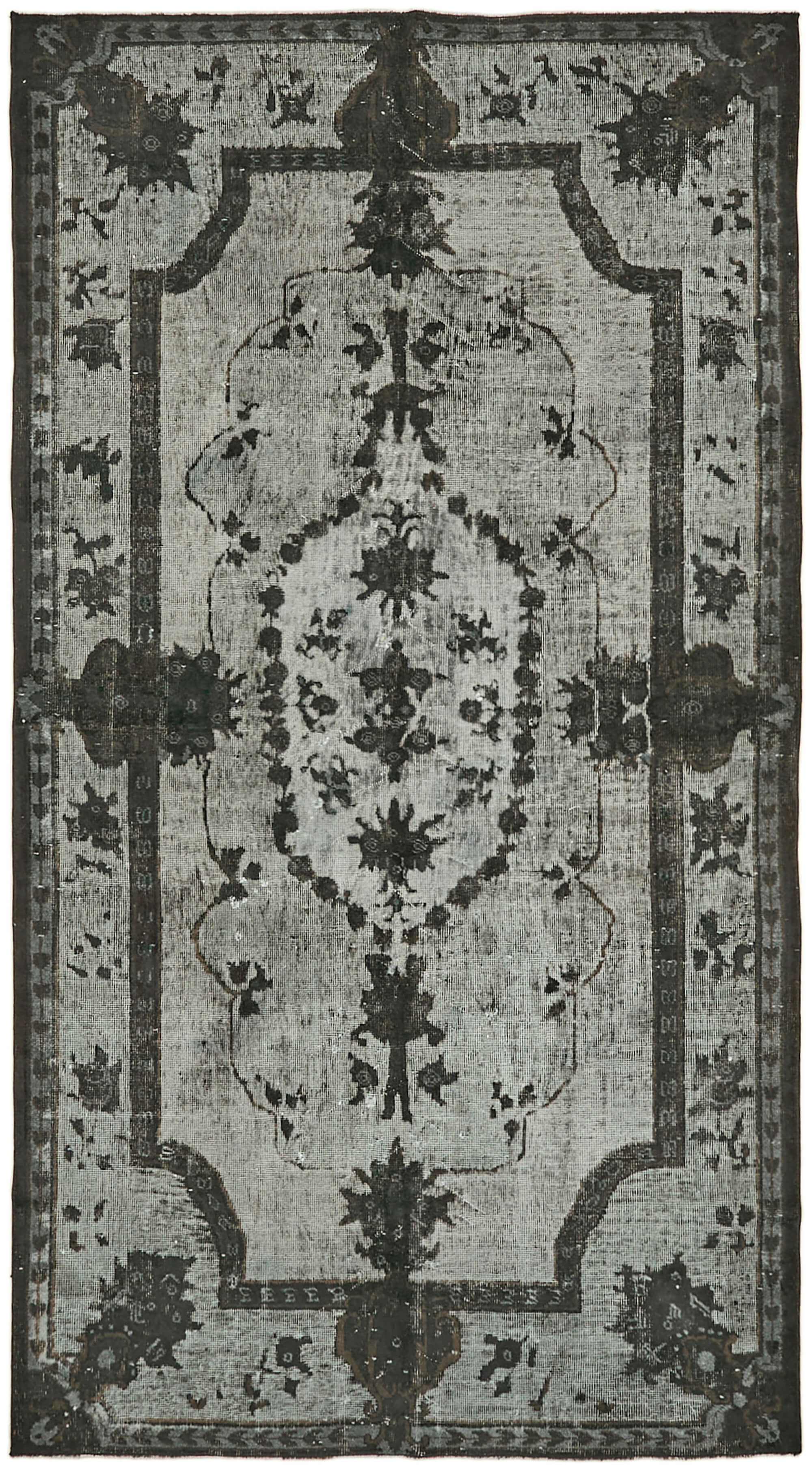 Handwoven unique turkish 1980s 166 cm x 300 cm black rug
