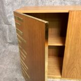 Natural wood and brass sideboard, twenty-first century