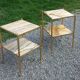 Pair of neoclassical side tables in bronze, brass, marble, and o.