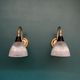 Pair of brass wall sconces and prismatic glass tulips vintage decoration lighting fixture