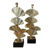 Lampe de table feuilles de cadre en laiton doré ginko biloba