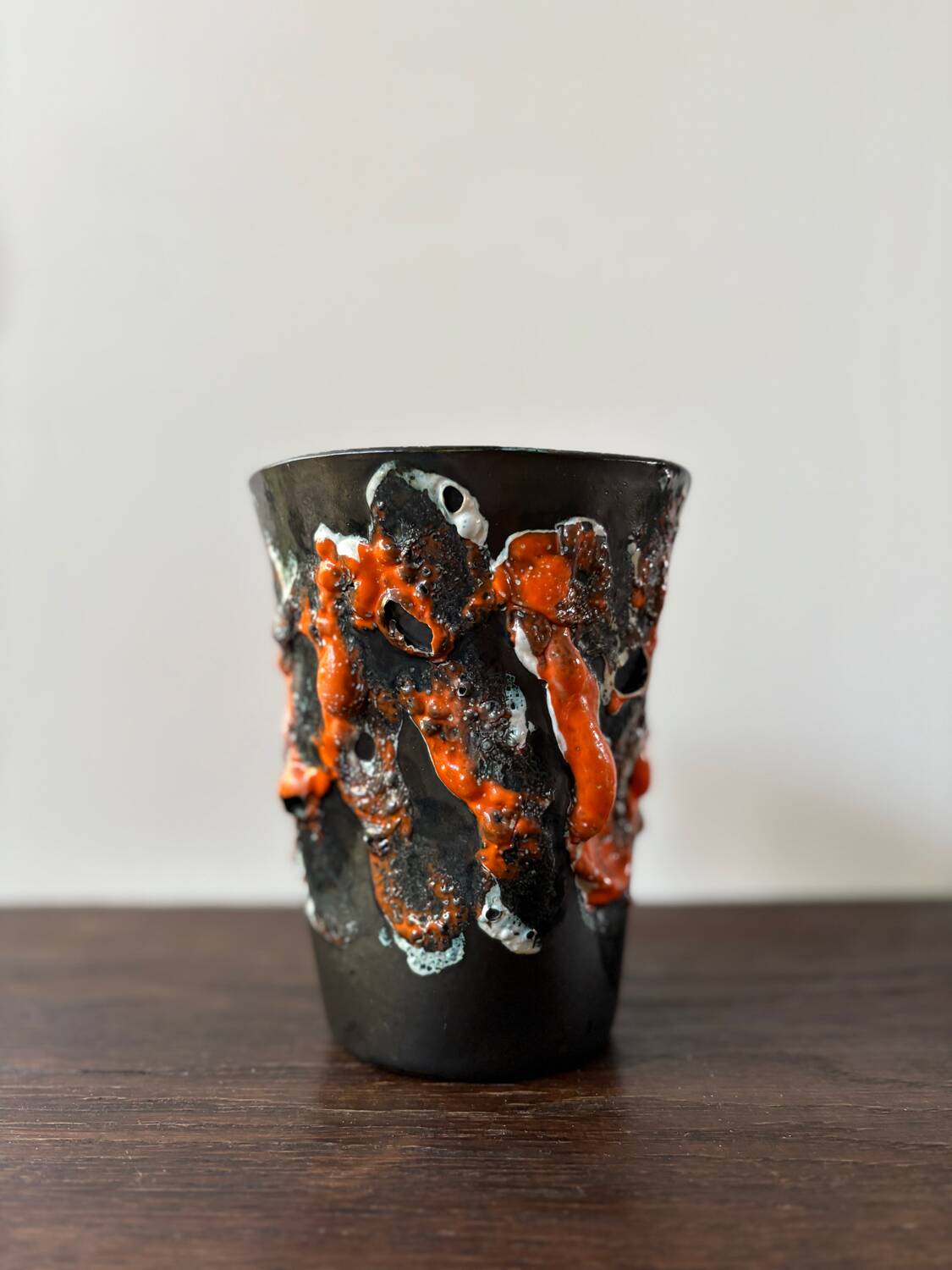 Vintage 1960s-70s ocean rock-style fat lava vase