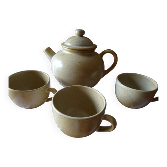 Sandstone teapot with 3 cups