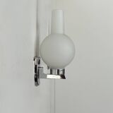 Paire d'appliques vintage en chrome et verre sablé, France, 1960