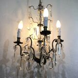 Chandelier 4 Lights Crystal And White Bronze