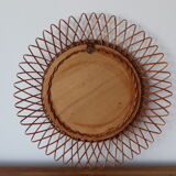 Vintage wicker sun mirror 45x45cm