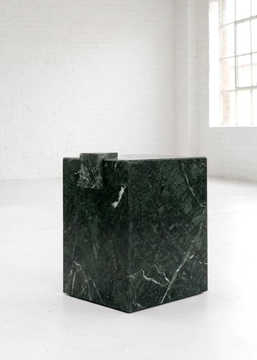 Pedestal table, green marble side table.