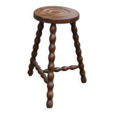 Tabouret tripode pieds bossés