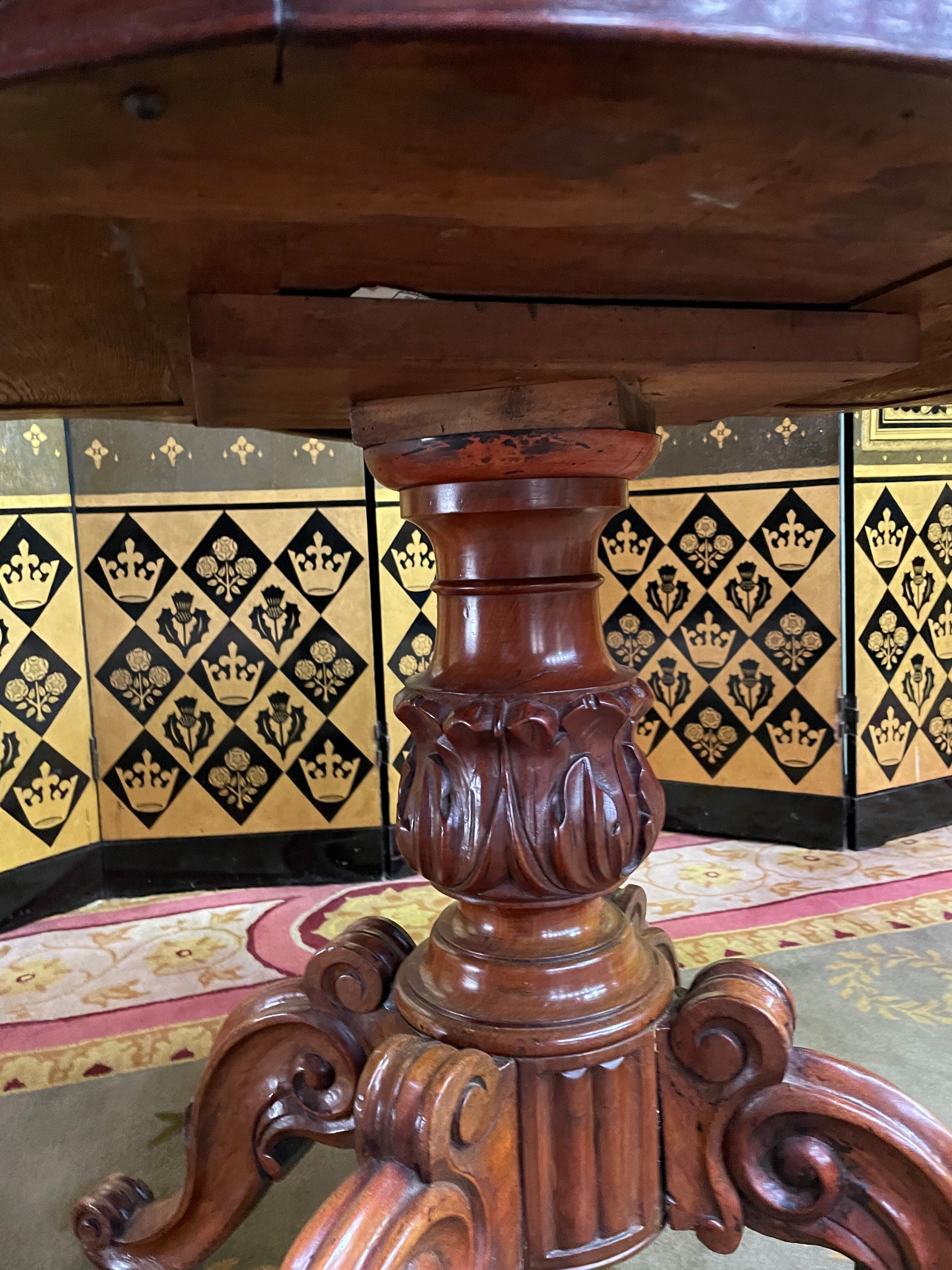 Pedestal table Louis Philippe violin walnut and marble