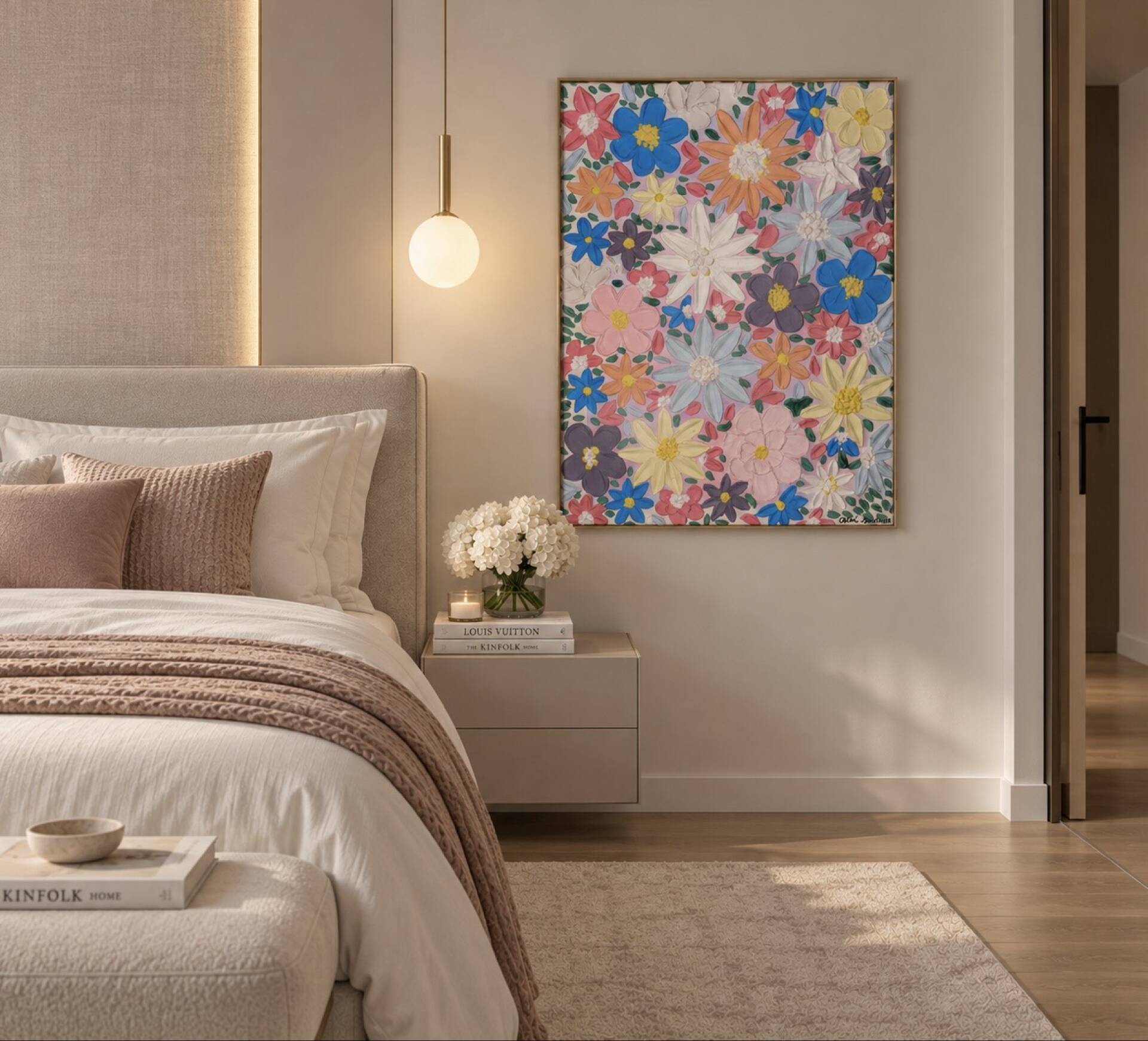 Spring bloom Textured Tableau 60x80cm handmade signed with frame