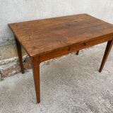 Table de ferme en bois massif avec 1 tiroir