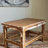 Vintage patinated solid wood side bench