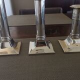 Suite of three neoclassical candle holders in silver bronze - Art Deco - 1920s/1930s
