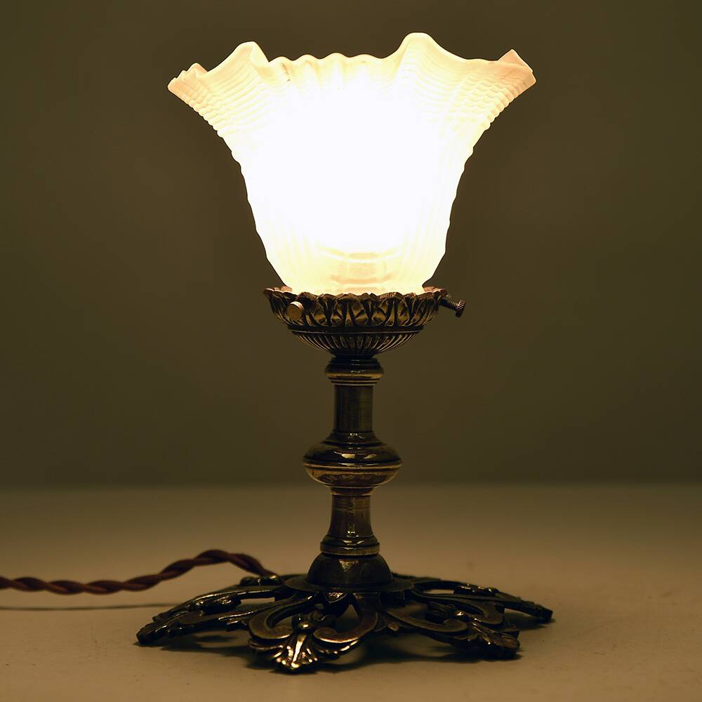 Brass and molded glass table lamp