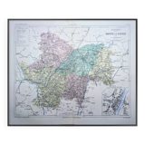 Saône-et-Loire, old map, printed in 1883.