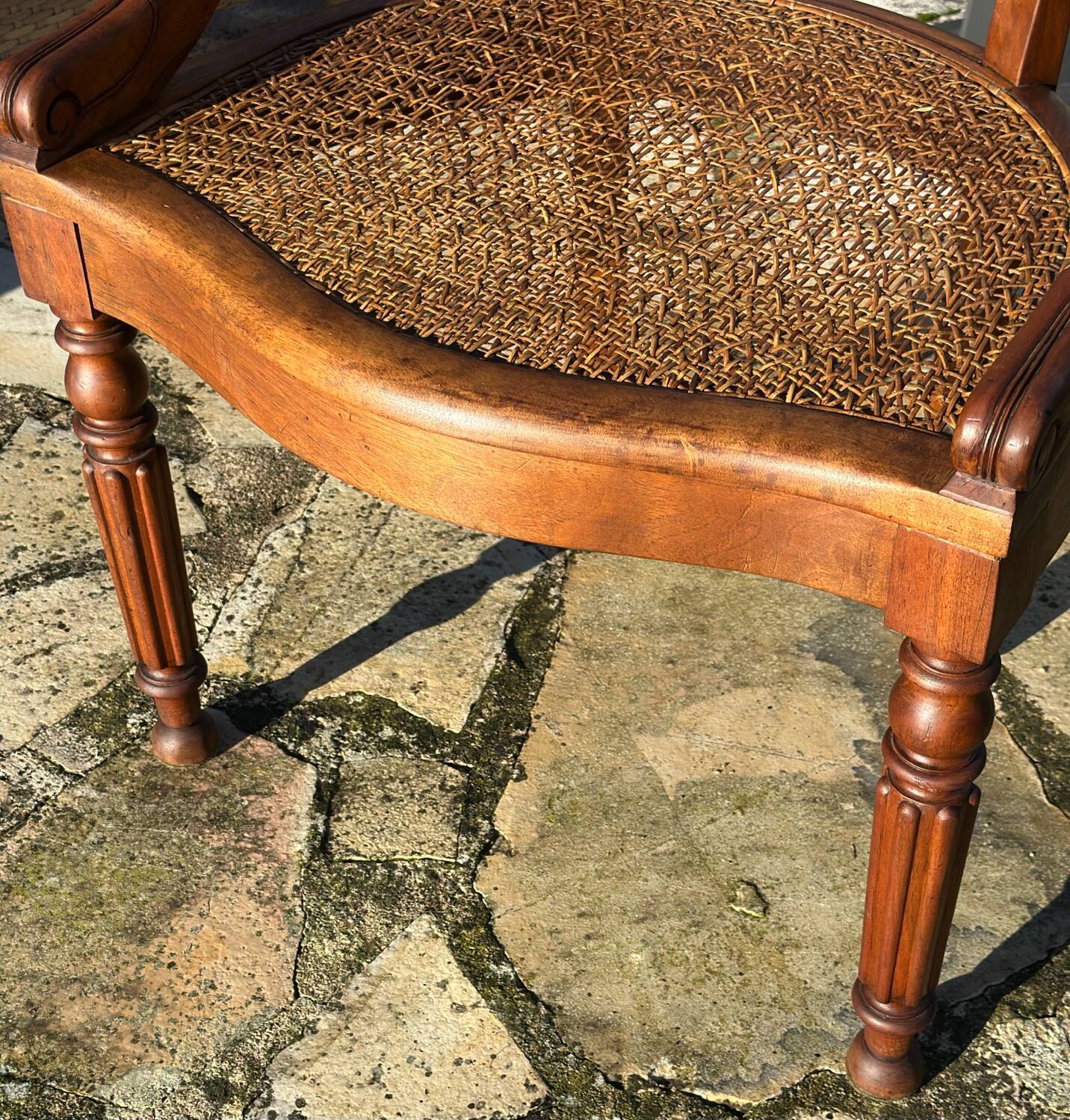Elegant solid walnut office chair circa 1900.