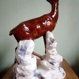 CHAMOIS animal statuette on a rock - enameled ceramic