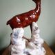 CHAMOIS animal statuette on a rock - enameled ceramic