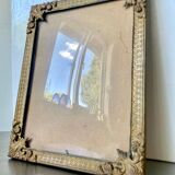 Cadre photo vintage en métal doré mat avec verre convexe 25,5 cm x 20 cm