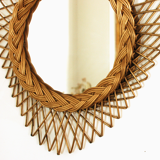Mirror in golden rattan 42x42cm