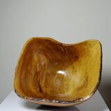 Large olive wood bowl Riviera brutalist craftsmanship circa 1950