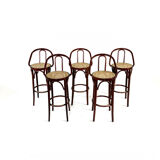 5x vintage rattan barstool, style Thonet ‘60