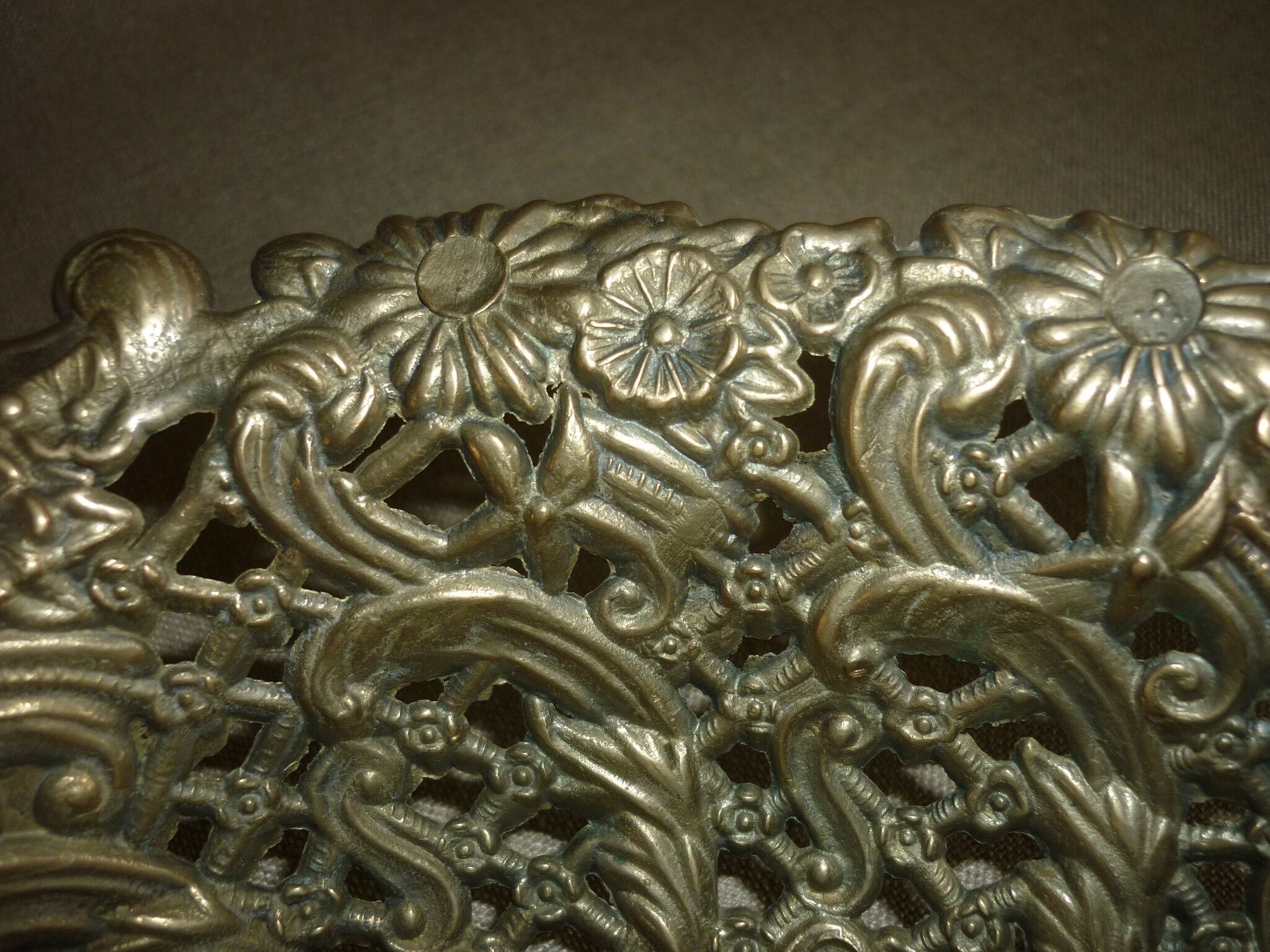 Fruit basket, bread basket with matt gilded bronze handles