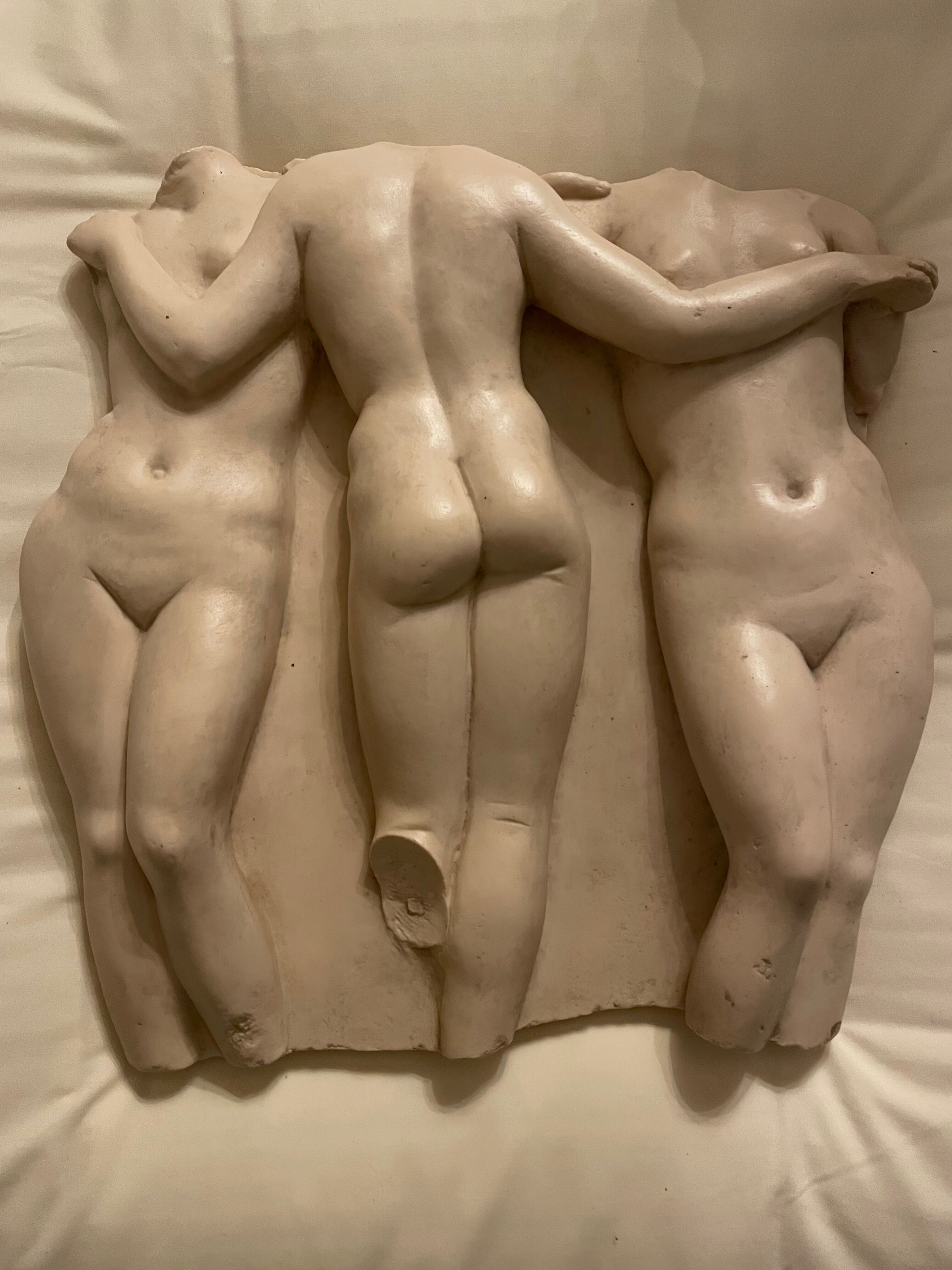 Bas relief of the three graces antiquity molding of the Louvre