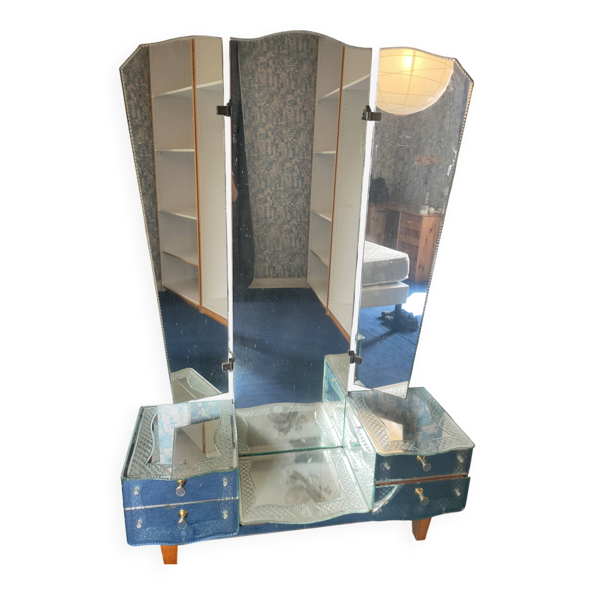 Coiffeuse style art deco en miroir